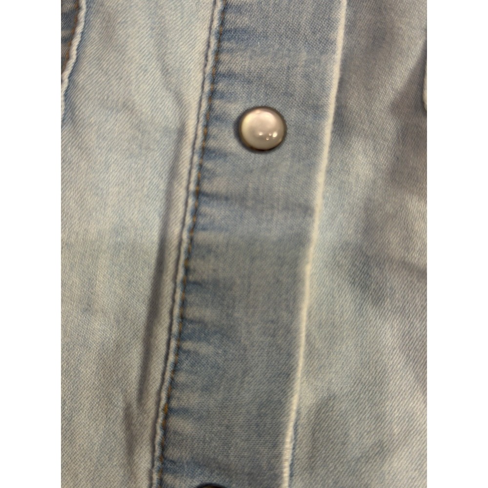 Cavalini Light Wash Denim Snap Button Western Shirt Womens XL Y2K Chambray Rodeo - Picture 3 of 9